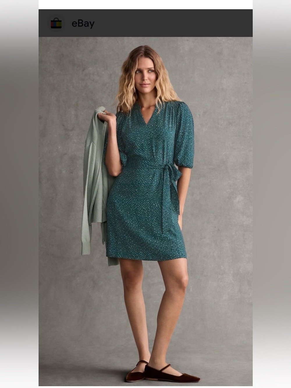 Cabi Whimsy Teal Wrap Tie Waist Short Dress - Women
